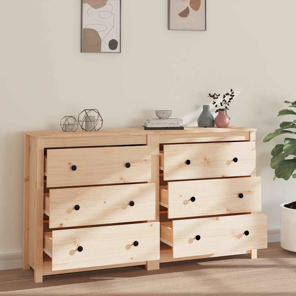vidaXL Sideboard 140x35x80 cm Solid Wood Pine 3
