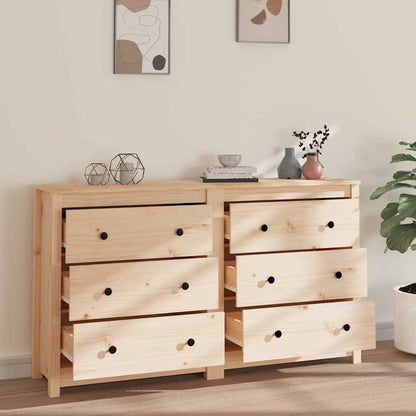 vidaXL Sideboard 140x35x80 cm Solid Wood Pine 3