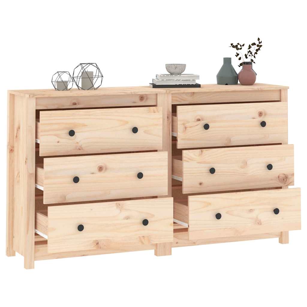 vidaXL Sideboard 140x35x80 cm Solid Wood Pine 4