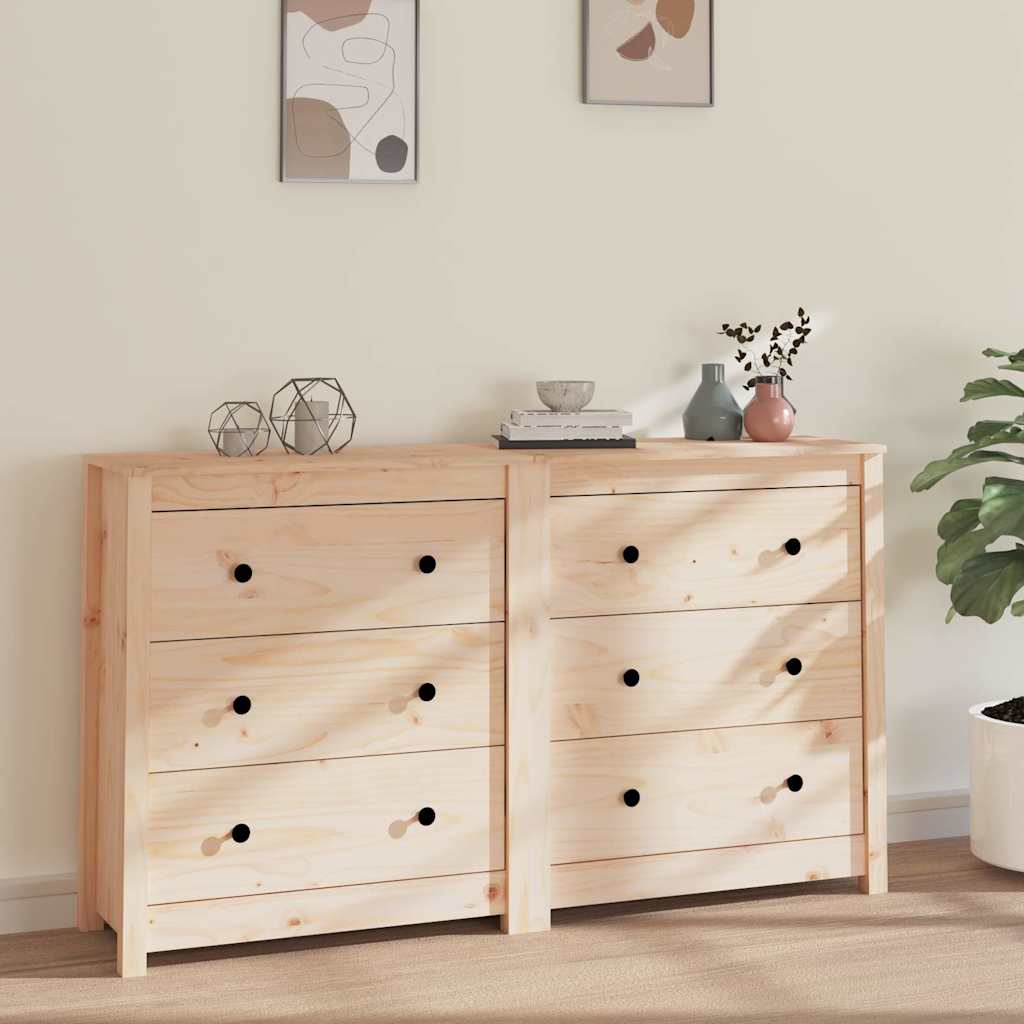 vidaXL Sideboard 140x35x80 cm Solid Wood Pine 1