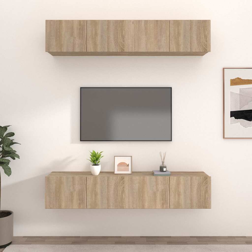 vidaXL 4 Piece Wall-mounted TV Cabinet Set 100x30x30 cm
