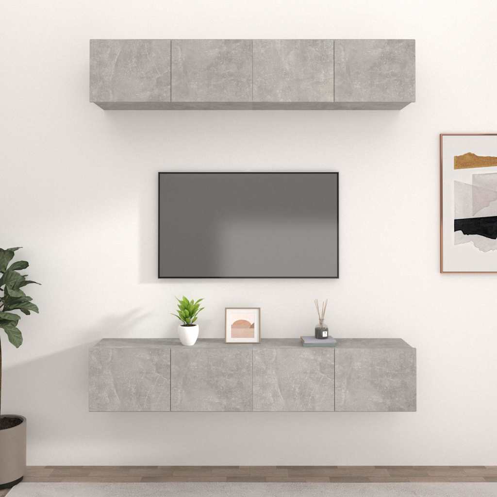 vidaXL 4 Piece Wall-mounted TV Cabinet Set 100x30x30 cm