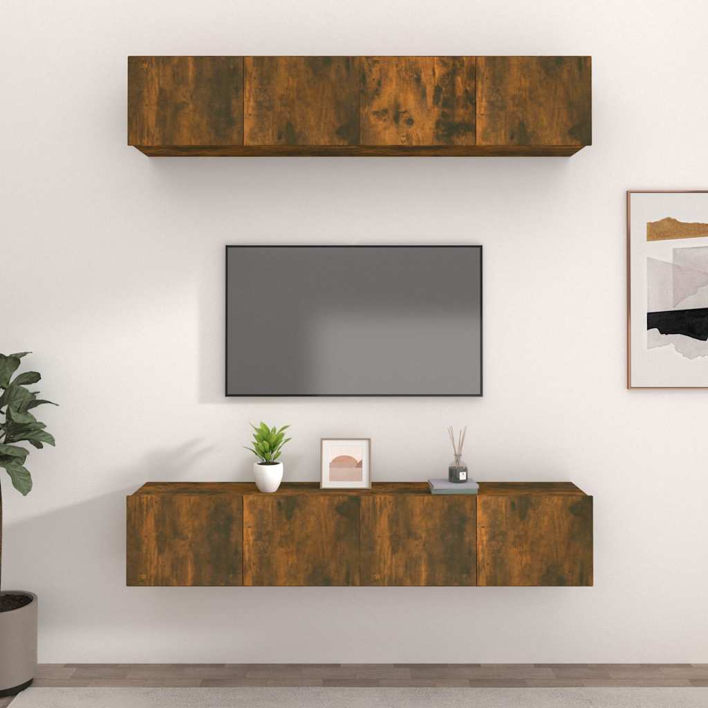 vidaXL 4 Piece Wall-mounted TV Cabinet Set 100x30x30 cm