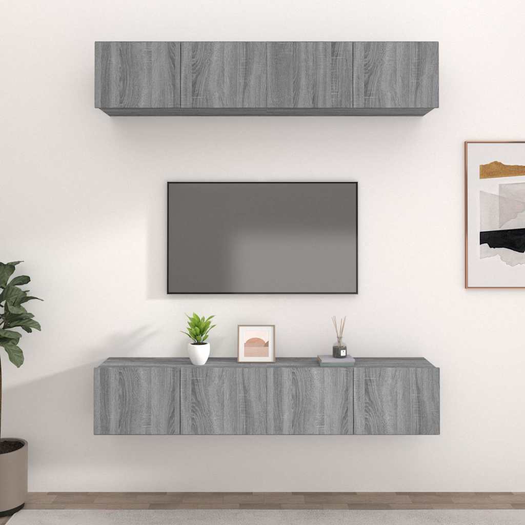 vidaXL 4 Piece Wall-mounted TV Cabinet Set 100x30x30 cm