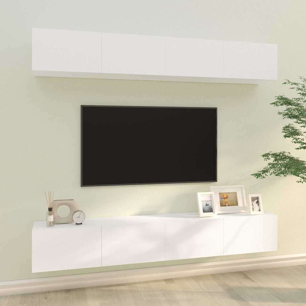 vidaXL 4 Piece Wall-mounted TV Cabinet Set White 100x30x30 cm 1