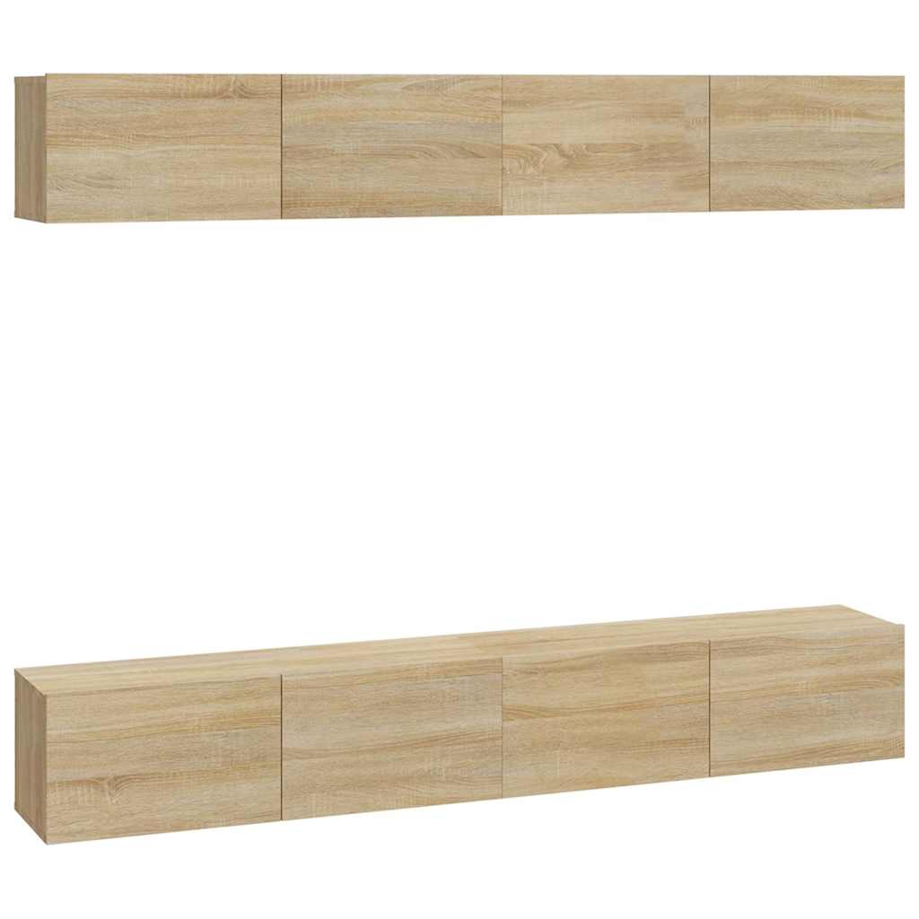4 Piece Wall-mounted TV Cabinet Set 100x30x30 cm Sonoma oak