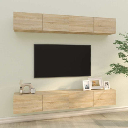 4 Piece Wall-mounted TV Cabinet Set 100x30x30 cm Sonoma oak