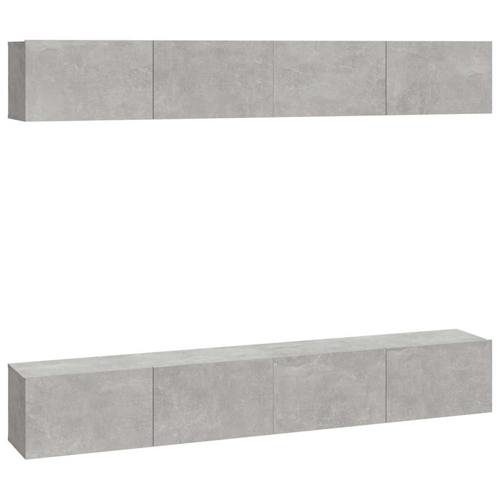 vidaXL 4 Piece Wall-mounted TV Cabinet Set Concrete Grey 100x30x30 cm 2