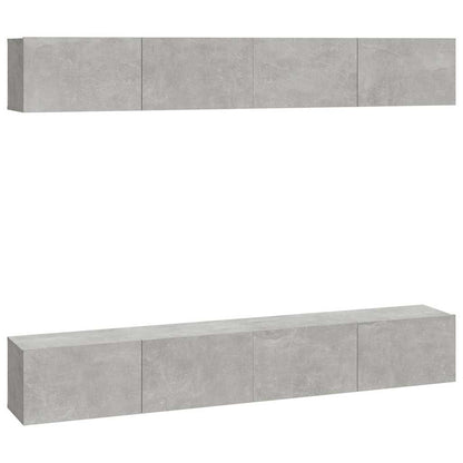 vidaXL 4 Piece Wall-mounted TV Cabinet Set Concrete Grey 100x30x30 cm 2