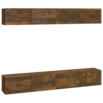 vidaXL 4 Piece Wall-mounted TV Cabinet Set Smoked Oak 100x30x30 cm 2