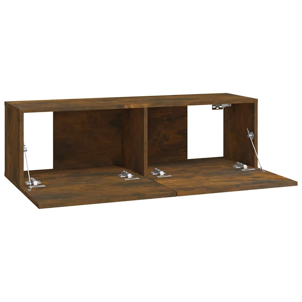 vidaXL 4 Piece Wall-mounted TV Cabinet Set Smoked Oak 100x30x30 cm 5