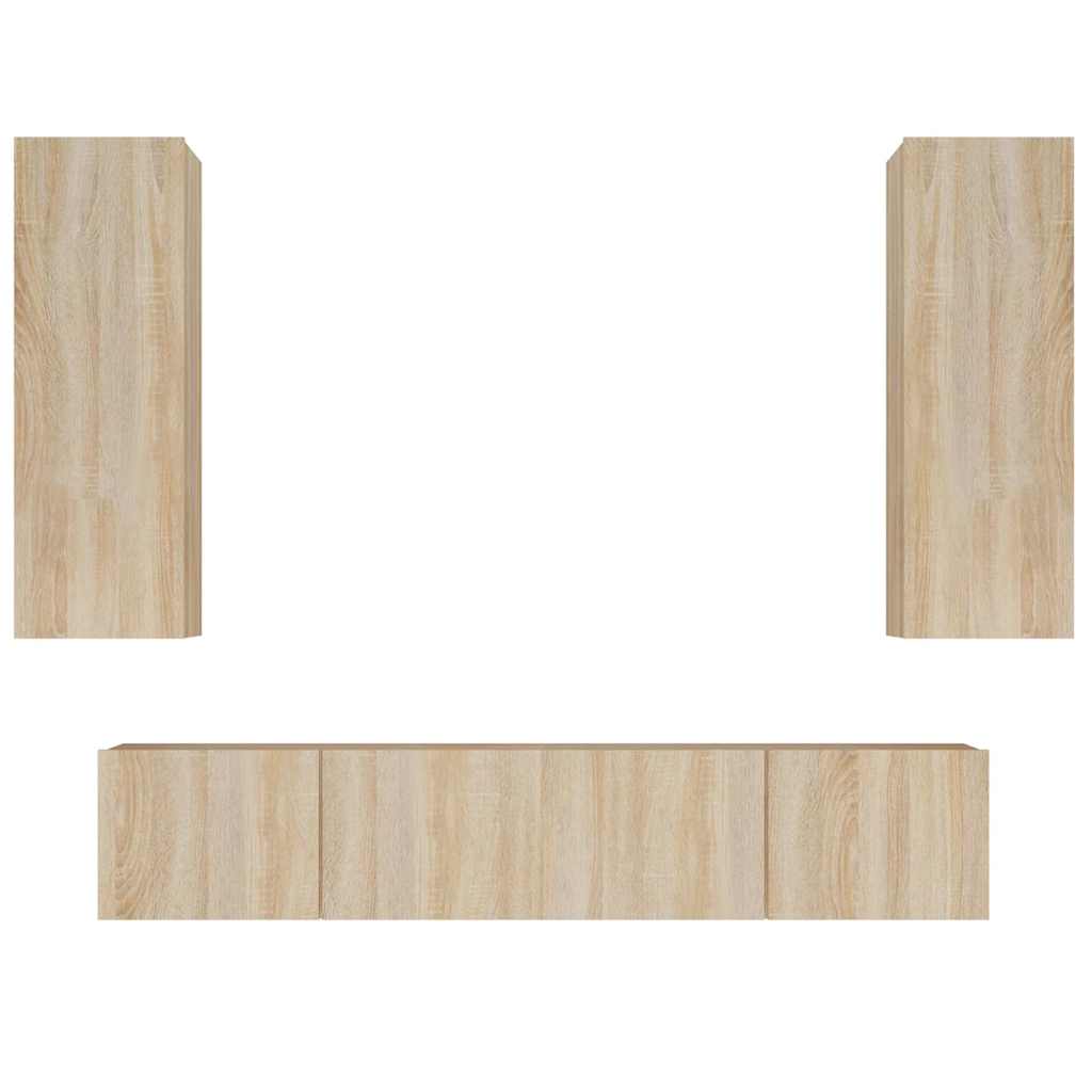 TV Cabinet Set Engineered Wood 4 pcs Sonoma oak