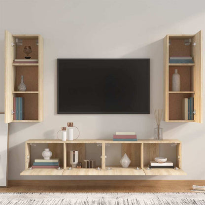 TV Cabinet Set Engineered Wood 4 pcs Sonoma oak
