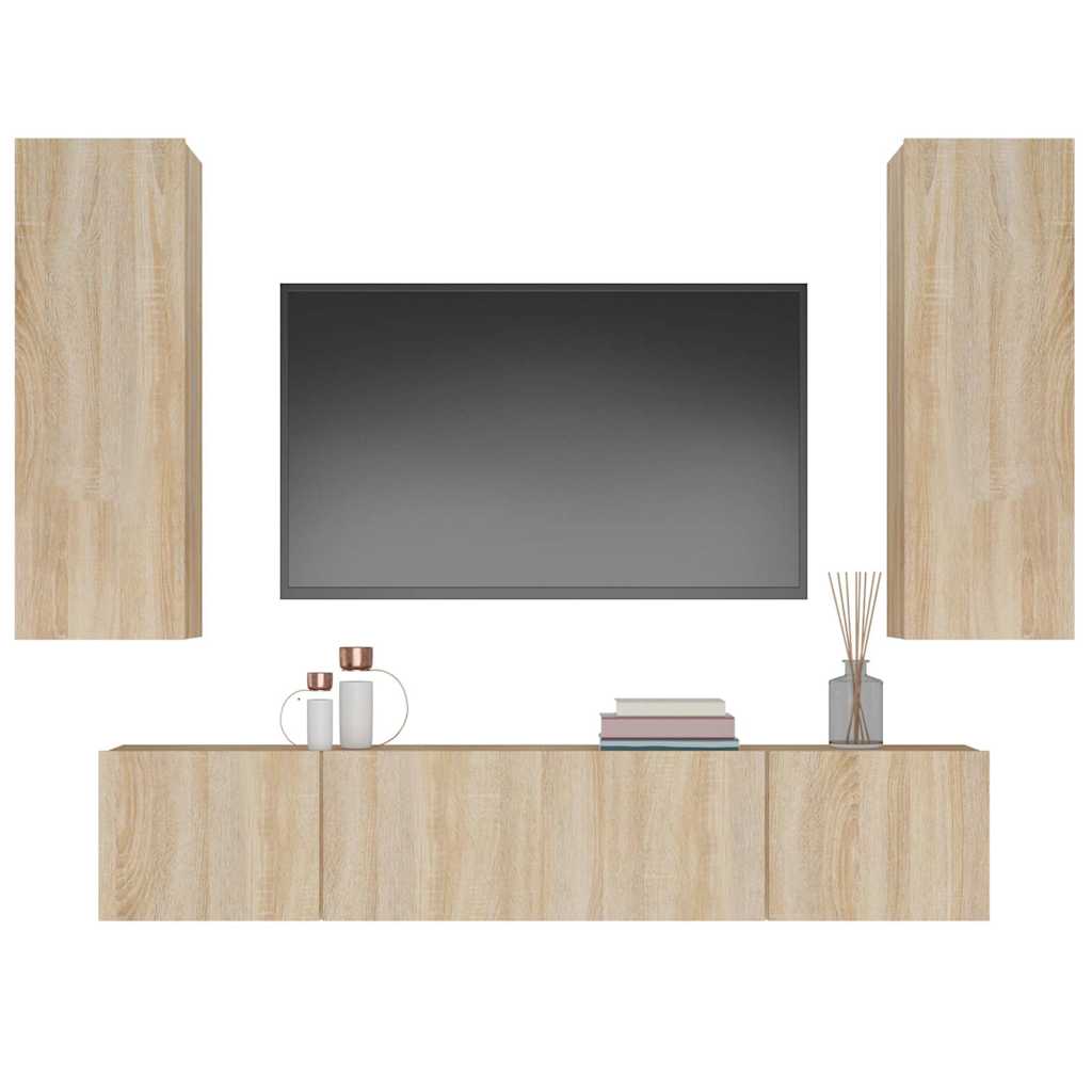 TV Cabinet Set Engineered Wood 4 pcs Sonoma oak