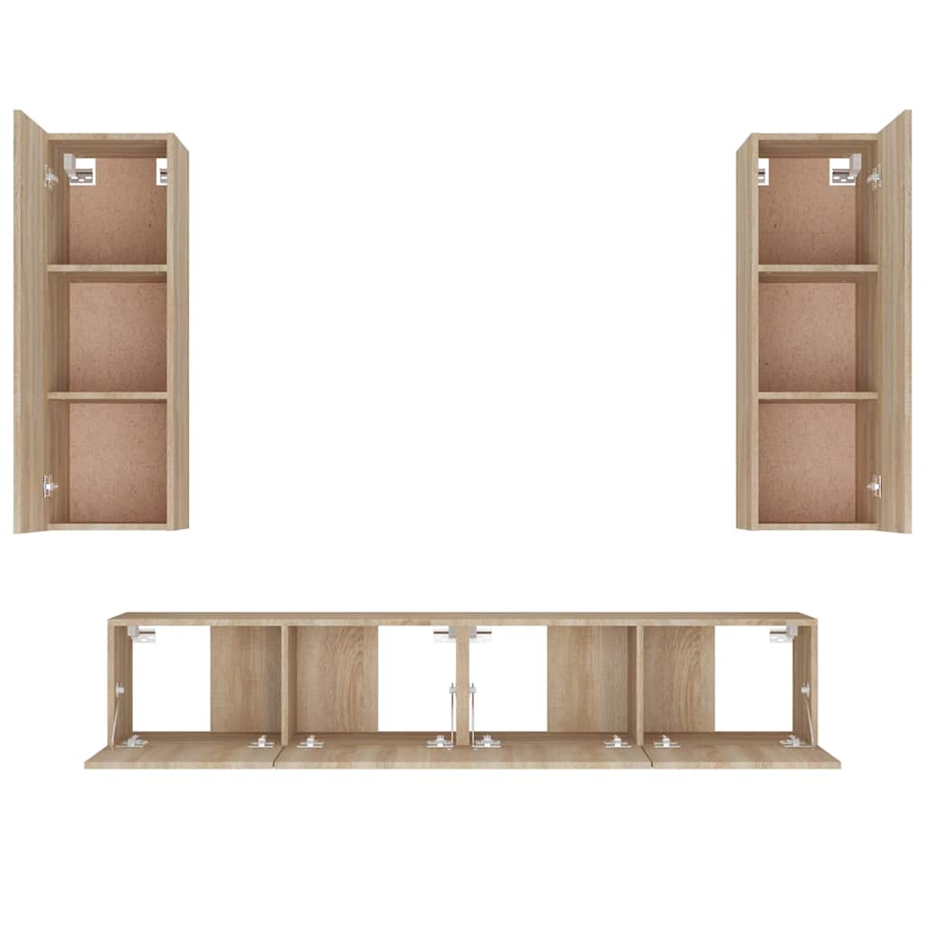 TV Cabinet Set Engineered Wood 4 pcs Sonoma oak
