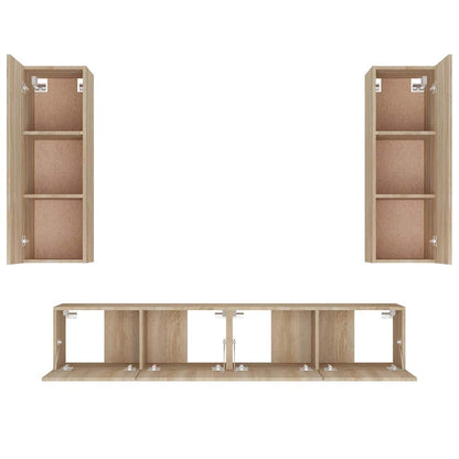 TV Cabinet Set Engineered Wood 4 pcs Sonoma oak