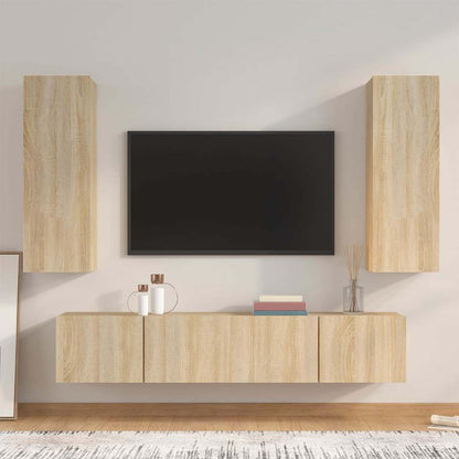 TV Cabinet Set Engineered Wood 4 pcs Sonoma oak