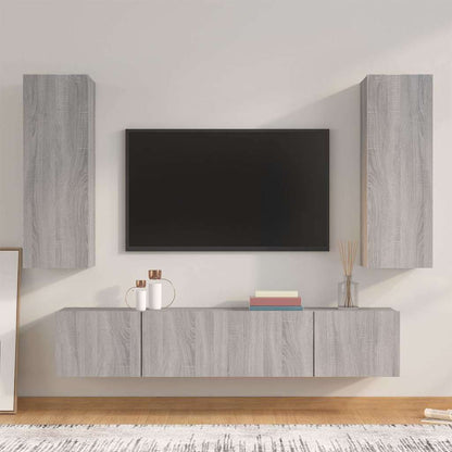 TV Cabinet Set Engineered Wood 4 pcs Grey sonoma