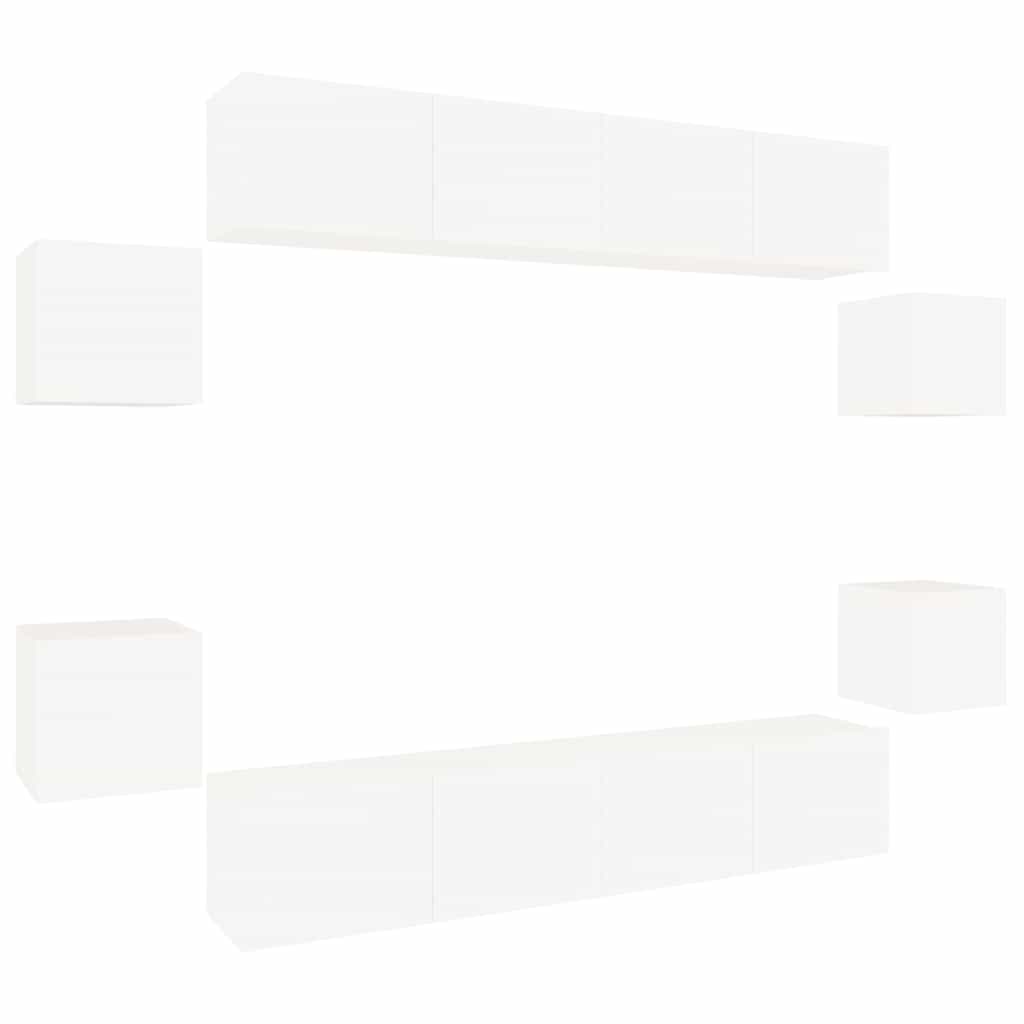 vidaXL 8 Piece TV Cabinet Set White Engineered Wood 2