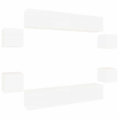 vidaXL 8 Piece TV Cabinet Set White Engineered Wood 2