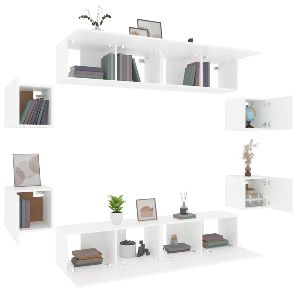 TV Cabinet Set Engineered Wood 8 Width 80 cm White