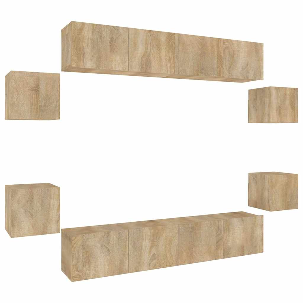 vidaXL 8 Piece TV Cabinet Set Sonoma Oak Engineered Wood 2