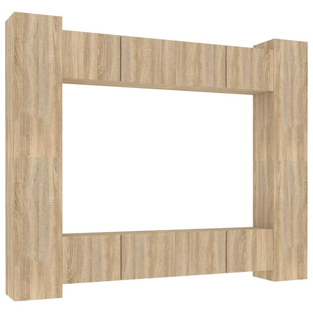 vidaXL 8 Piece TV Cabinet Set Sonoma Oak Engineered Wood 2