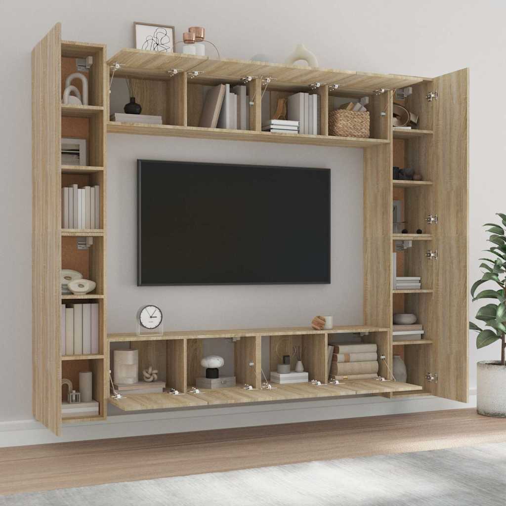 vidaXL 8 Piece TV Cabinet Set Sonoma Oak Engineered Wood 3