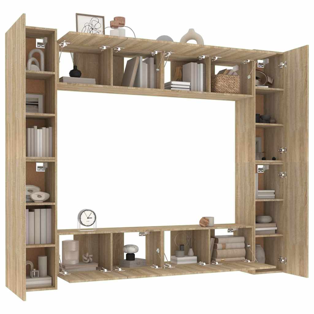 TV Cabinet Set Engineered Wood Sonoma oak 80 cm 8