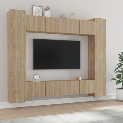 vidaXL 8 Piece TV Cabinet Set Sonoma Oak Engineered Wood 1