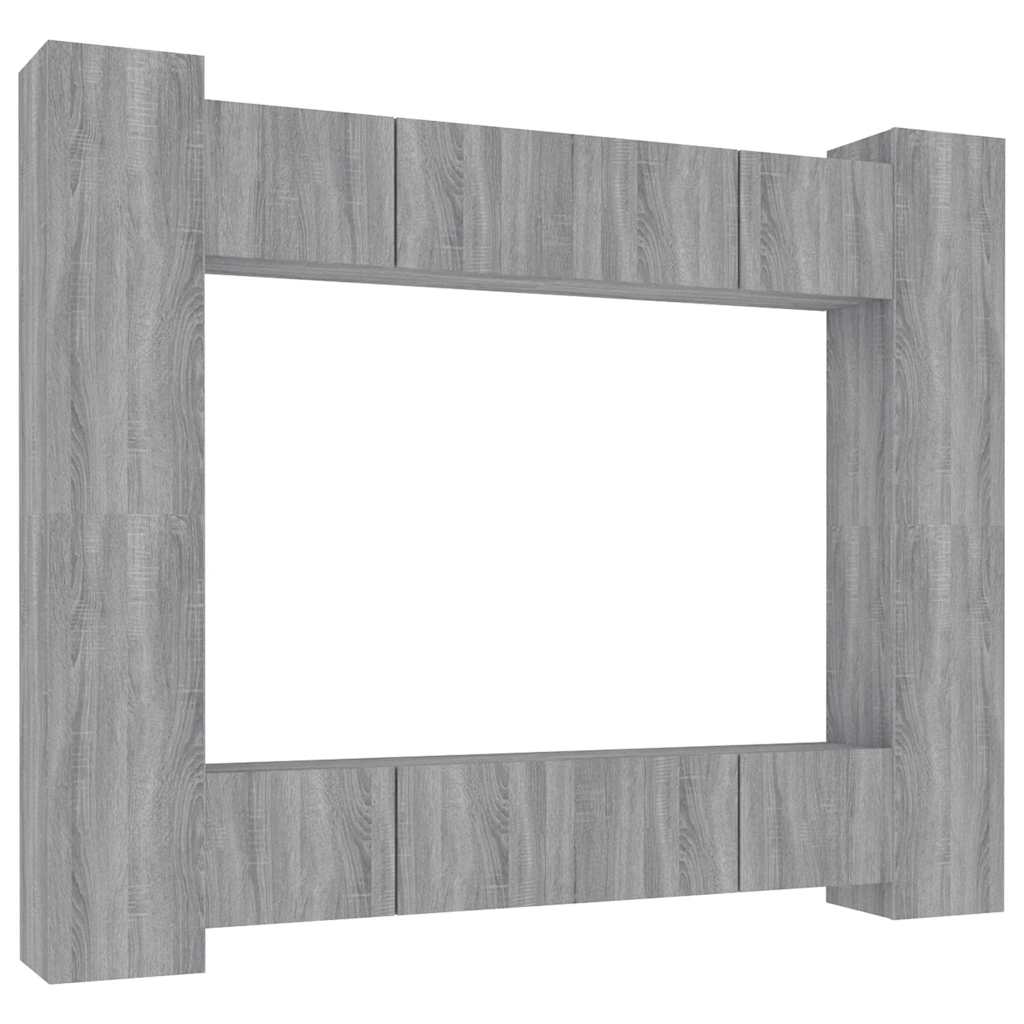 vidaXL 8 Piece TV Cabinet Set Grey Sonoma Engineered Wood 2