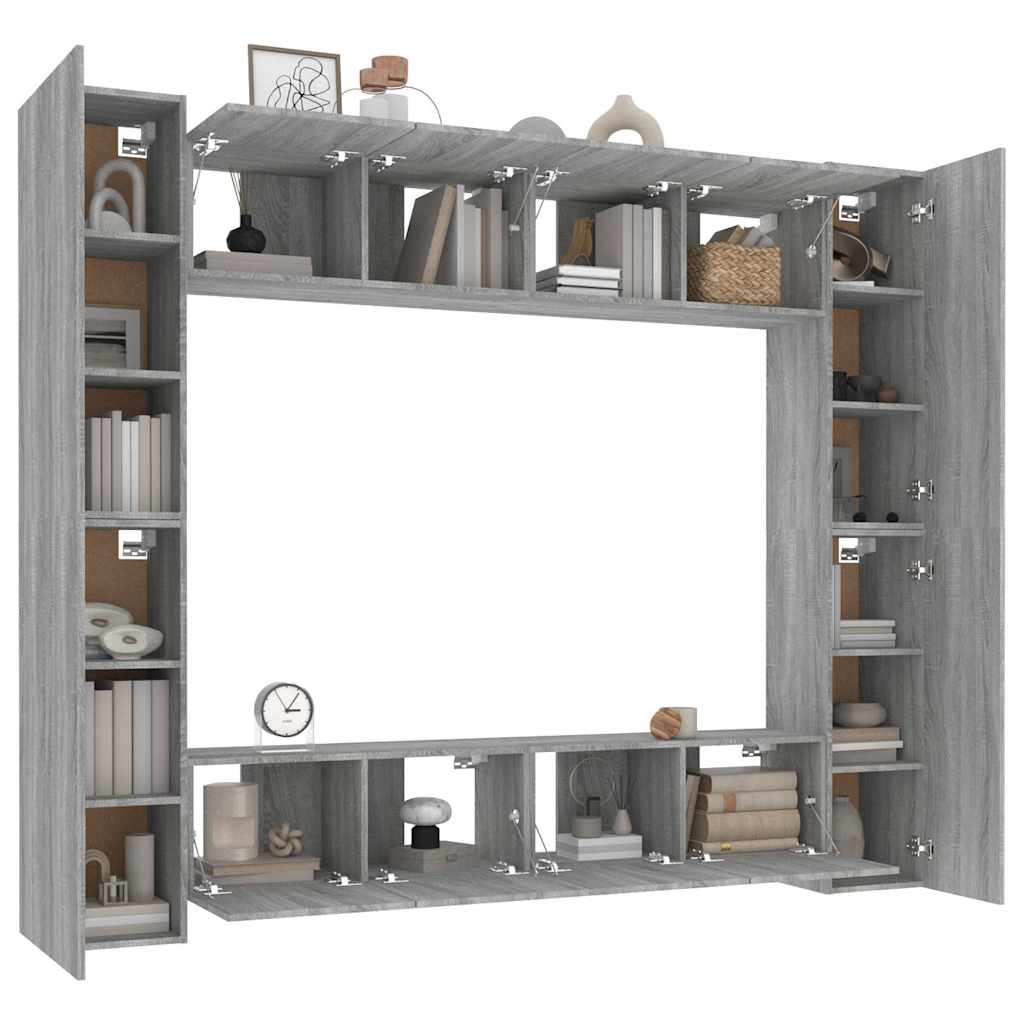 vidaXL 8 Piece TV Cabinet Set Grey Sonoma Engineered Wood 3