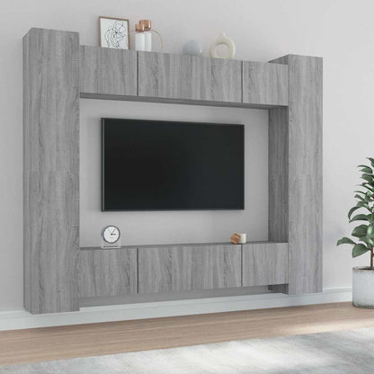 vidaXL 8 Piece TV Cabinet Set Grey Sonoma Engineered Wood 1