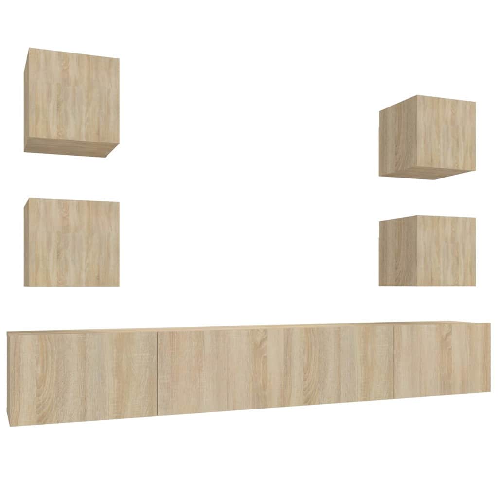 TV Cabinet Set Engineered Wood 6 pcs 100 cm