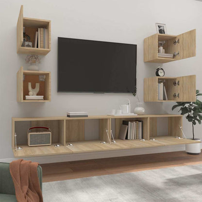 TV Cabinet Set Engineered Wood 6 pcs 100 cm