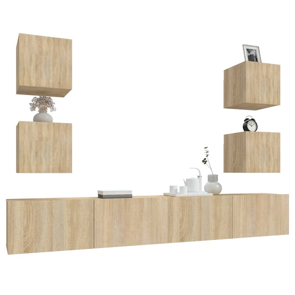 TV Cabinet Set Engineered Wood 6 pcs 100 cm