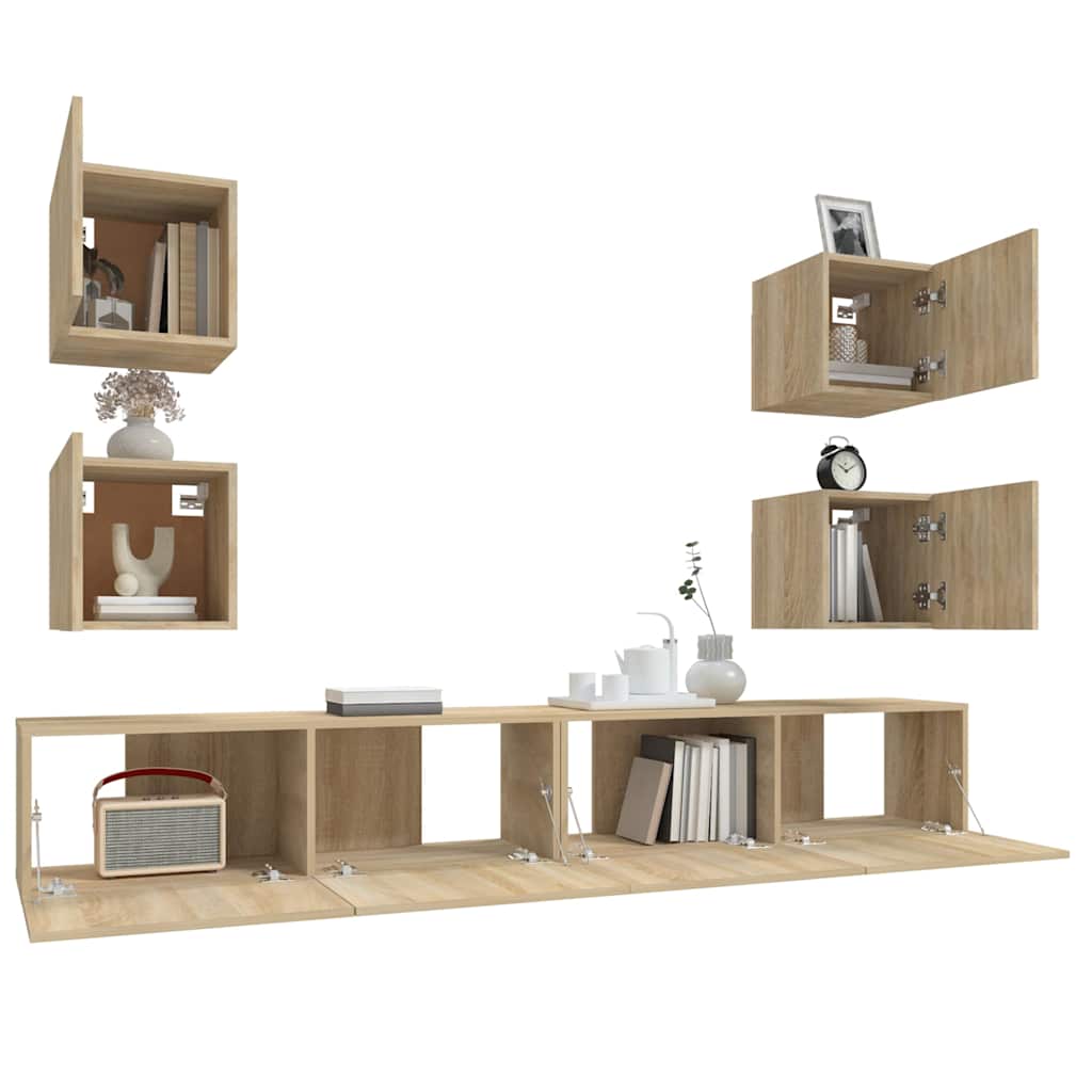 TV Cabinet Set Engineered Wood 6 pcs 100 cm