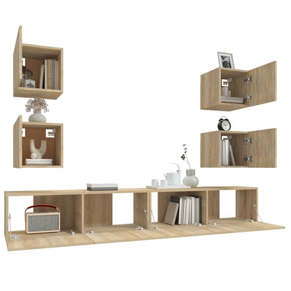 TV Cabinet Set Engineered Wood 6 pcs 100 cm