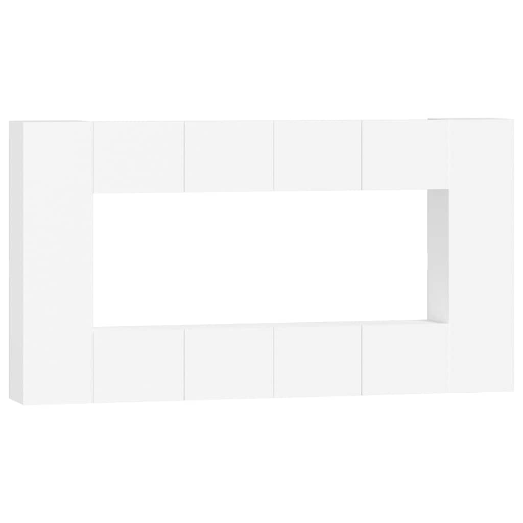 vidaXL 8 Piece TV Cabinet Set White Engineered Wood 2