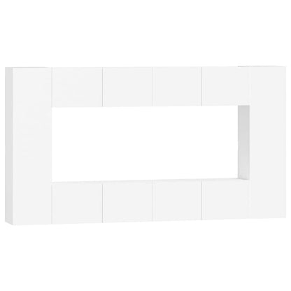 vidaXL 8 Piece TV Cabinet Set White Engineered Wood 2