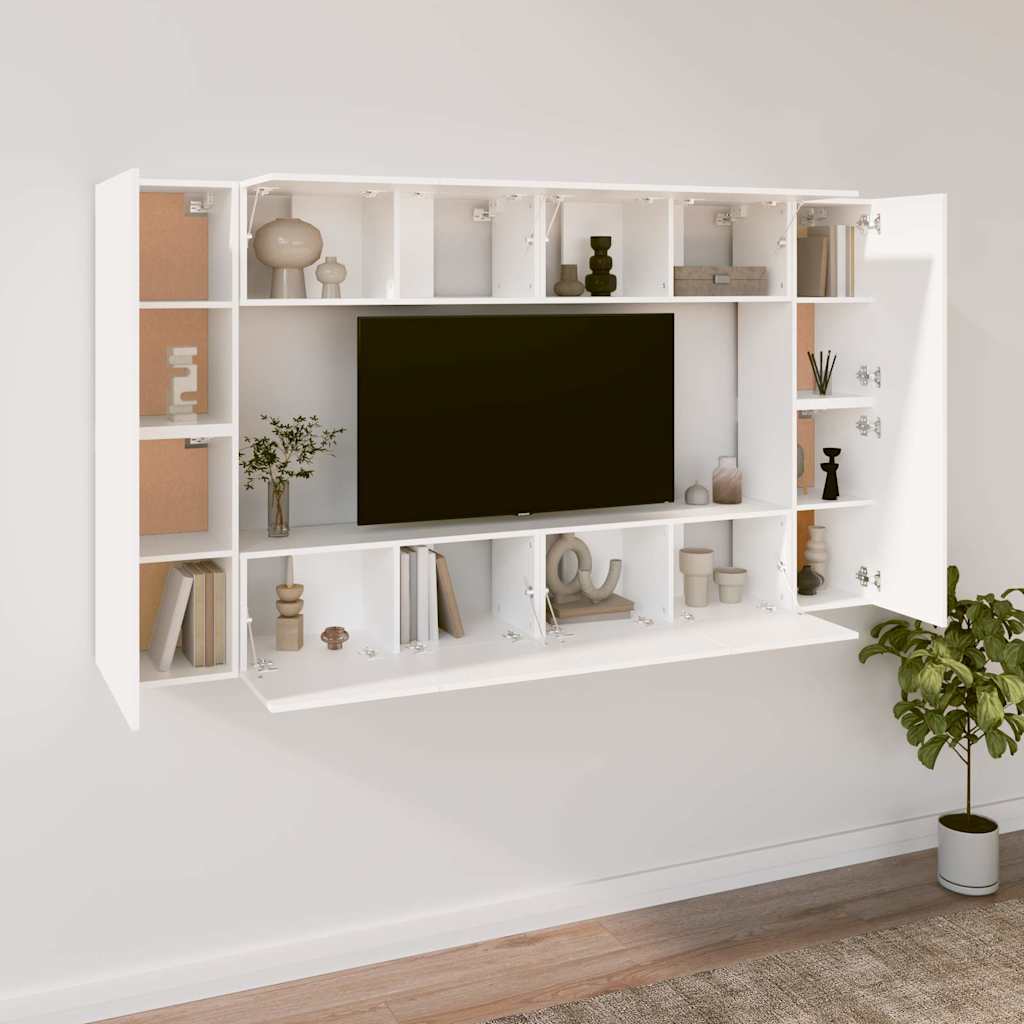 vidaXL 8 Piece TV Cabinet Set White Engineered Wood 3