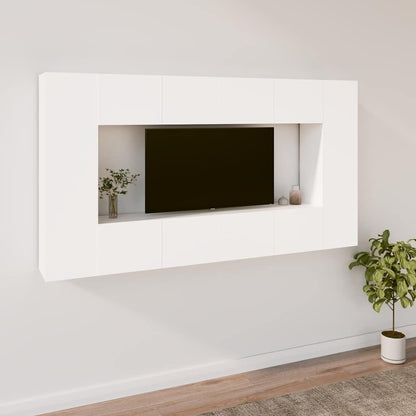 vidaXL 8 Piece TV Cabinet Set White Engineered Wood 1
