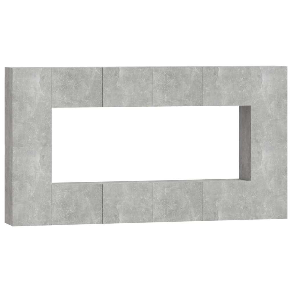 vidaXL 8 Piece TV Cabinet Set Concrete Grey Engineered Wood 2