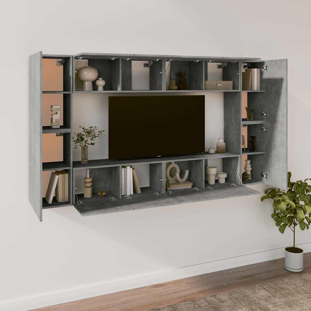 8 Piece TV Cabinet Set Engineered Wood Concrete grey