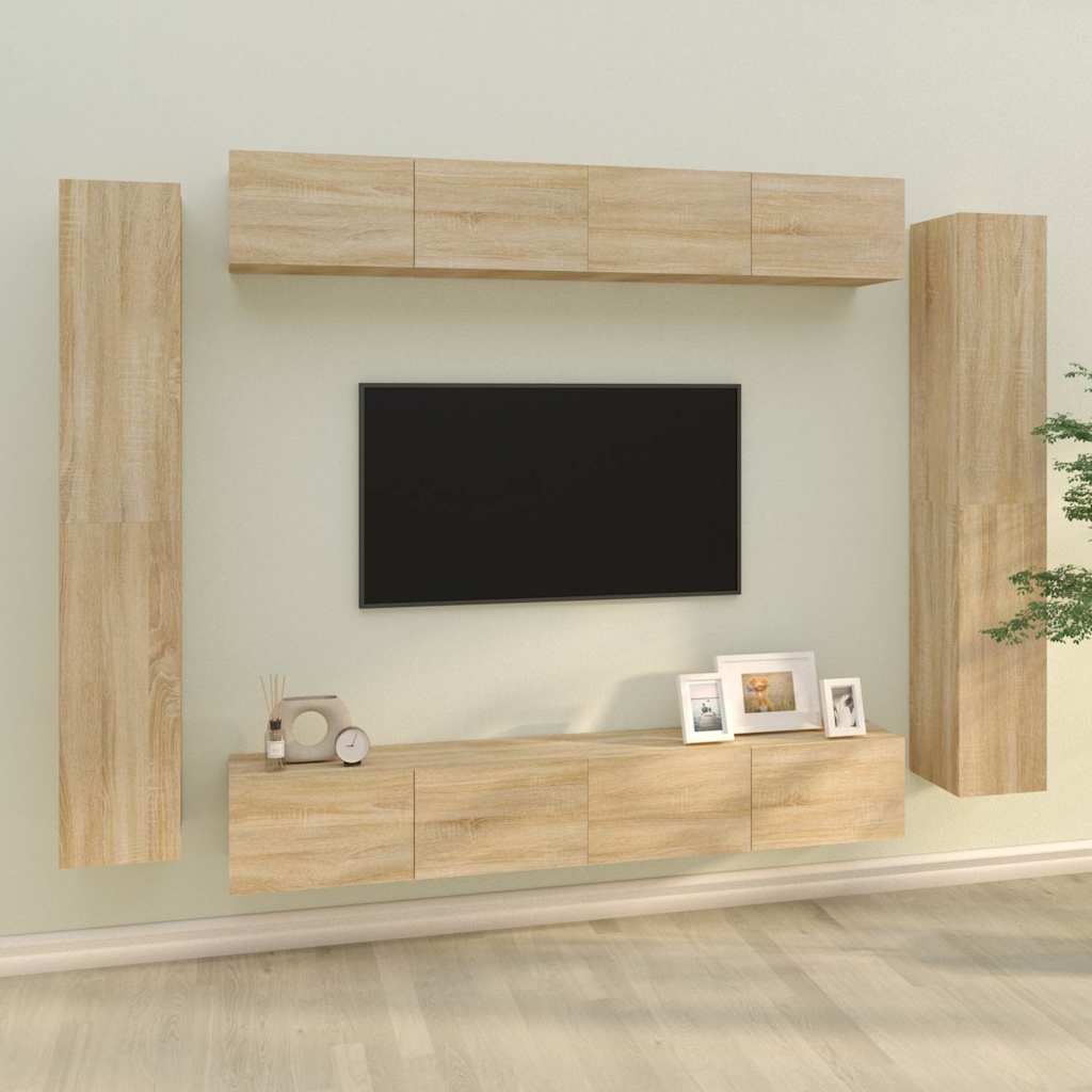vidaXL 8 Piece TV Cabinet Set Engineered Wood