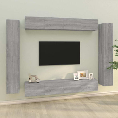 vidaXL 8 Piece TV Cabinet Set Engineered Wood
