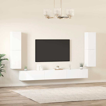 vidaXL 7 Piece TV Cabinet Set White Engineered Wood 3