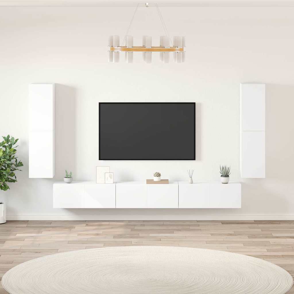 vidaXL 7 Piece TV Cabinet Set White Engineered Wood 1