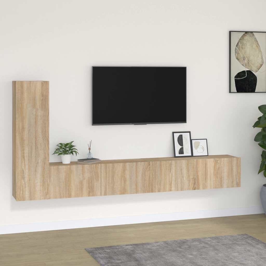 vidaXL 4 Piece TV Cabinet Set Engineered Wood