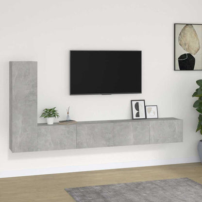 4 Piece TV Cabinet Set Engineered Wood Concrete grey